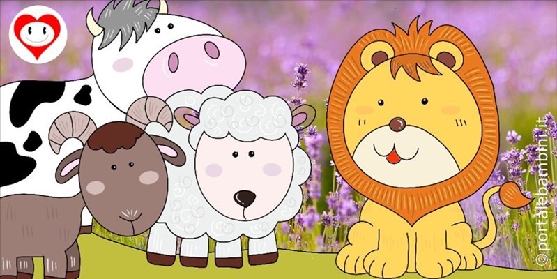 La mucca, la capra e la pecora in società con il leone